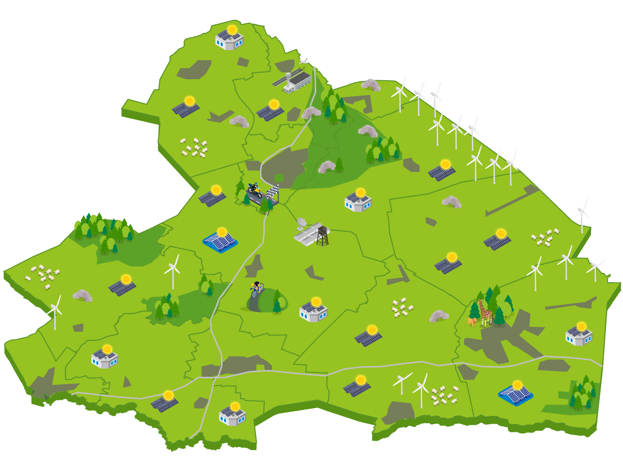 Kaart met duurzame energieprojecten binnen tabgemeenten in Drenthe